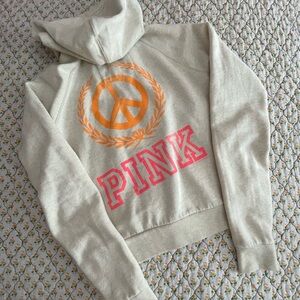 Y2K VINTAGE VICTORIAS SECRET PINK FLEECE ZIP FRONT HOODIE M